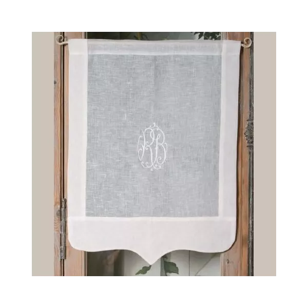 Brise-vue Sur-mesure Lin Blanc et Monogramme