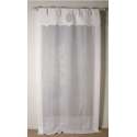 Rideau Long Brodé en Lin Blanc Sur-Mesure Style ancien