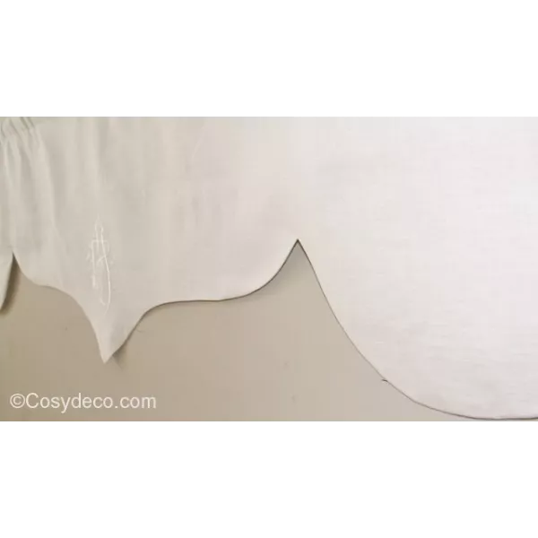 Grande Cantonnière sur-mesure Lin Blanc Décor Monogramme Années 30
