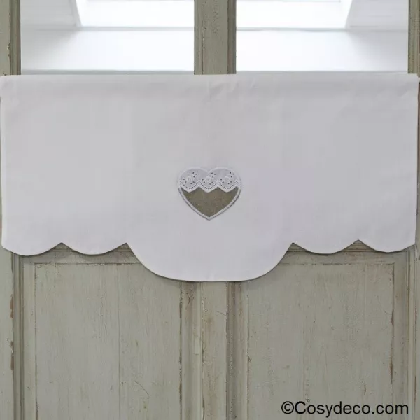 Cantonnière sur-mesure Coeur Brodé