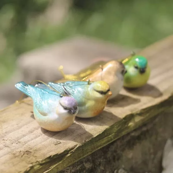 Oiseaux à Suspendre en Résine par 4, Déco Jardin Romantique