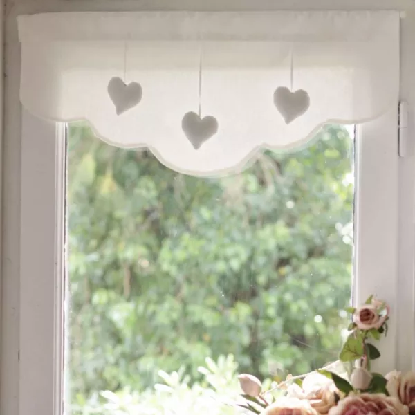 Cantonnière Rideau Modèle Trois Cœurs, Prête à Poser