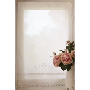 Brise-Bise en Coton Dentelle, Jour Venise et Bouquet Brodé, Ambiance Charme