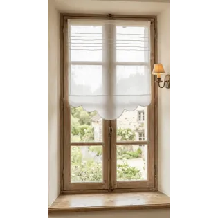 Le Brise-Bise Simple en Lin Blanc Sur Mesure