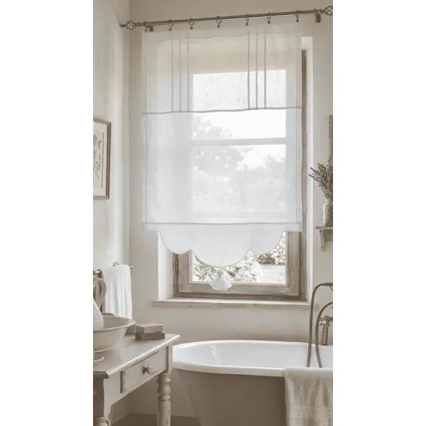 Brise-bise confection sur-mesure lin blanc modèle Lys Blanc
