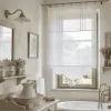 Brise-bise sur-mesure lin blanc modèle Lys Blanc découpe arrondie pompon