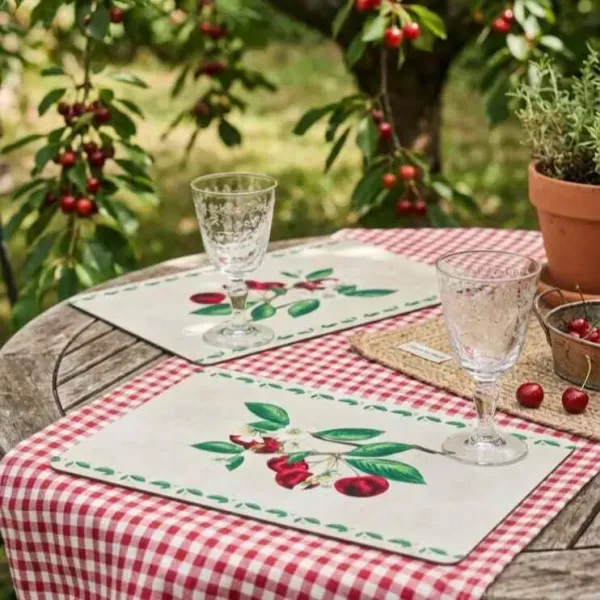 4 Sets de table en vinyle Cerisier Cerise Comptoir de Famille
