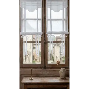 Store Réglable simple Lin Blanc Feston Chic, Ambiance Charme
